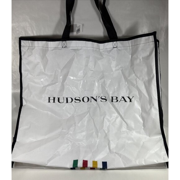 Hudson's Bay Multistripe Logo Reusable Shopping Bags Set of 2 Large and Small - Picture 3 of 6